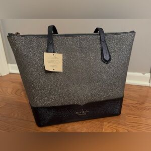 Kate Spade New York Lola Glitter Tote Large Handbag Dusknavy WKR00152 New Blue